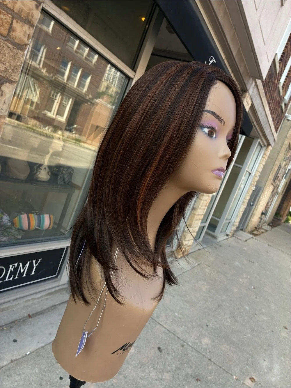 Brown Straight Layered Women's Wig - Sleek Natural Finish